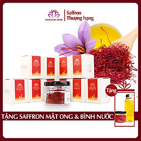 Combo 10 hộp (hộp/1gr) saffron Kingdom Herb, nhụy hoa nghệ tây Iran chính hãng super negin thượng hạng - Tặng 1 hộp saffron mật ong thượng hạng 40g và 1 bình nước thủy tinh cao cấp 500 ml