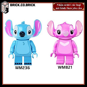 Xếp hình Lắp ráp minifig Mô hình Nhân vật Cặp đôi Quái vật Stitch Angel WM236 WM821 - WM821 hồng