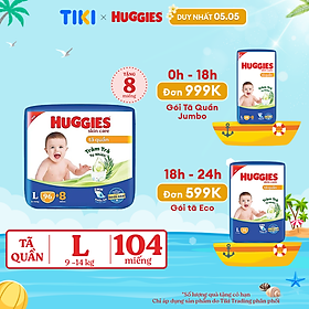 Tã/bỉm quần HUGGIES SKINCARE MEGA JUMBO size L 96+8 miếng