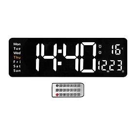 Rectangle Wall Clock Mute Temperature Display Timekeeping Electronic Clocks