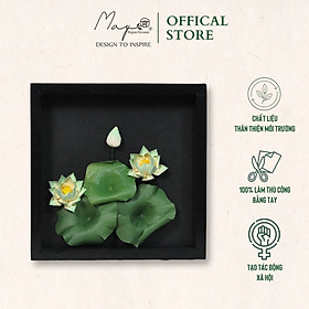Mua Tranh hoa giấy handmade trang trí cao cấp HOA SEN TRẮNG 25x25 - Maypaperflower Hoa giấy nghệ thuật