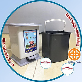 Thùng rác bật nắp Size Nhỏ Nhựa Việt Nhật, Thùng đựng rác văn phòng, phòng bếp có nắp đậy 8040