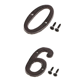 Hình ảnh 0 &6 Wrought Iron House Number,Matching Screws Included Black