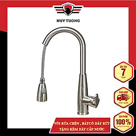 Mua Vòi rửa chén   rửa bát huy tưởng có dây rút inox 304 tặng kèm dây cấp nước 2 chế độ cao cấp phù hợp với mọi gia đình