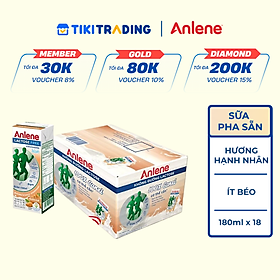 Thùng 18 hộp sữa Anlene không đường Lactose vị hạnh nhân (18 x 180ml)