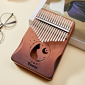 Mua Trọn bộ 6 phụ kiện- Đàn kalimba gỗ hộp cộng hưởng Tonic 17 phím cao cấp loại 1 hình mèo cute MB17K- Hàng chính hãng