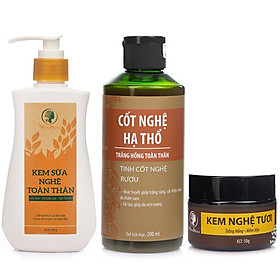 Bộ dưỡng trắng hồng da mặt và body sau sinh Wonmom ( Kem nghệ tươi + cốt nghệ + kem sữa nghệ )