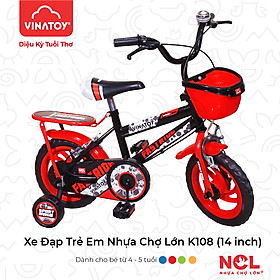 Xe Đạp Trẻ Em Nhựa Chợ Lớn K108 Cho Bé Từ 2 đến 4 Tuổi - Đỏ - 14 inch