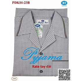 Bộ Pyjama HUONGTAM Kate tay dài nam cao cấp(PDK01N8). Chất liệu Kate loại tốt: mềm mại, thoáng mát, không phai màu