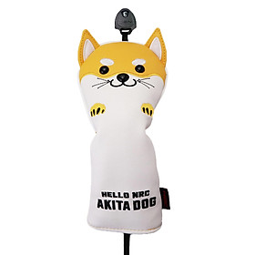 Durable Golf Driver Head Cover PU Leather Fairway 400cc Woods No. 1, 3/5 FW, UT Protector Cute Shiba Inu Guard with No. Tag Waterproof Headcover