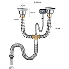 Chậu Rửa Rau Inox Nhà Bếp Phụ Kiện Ống Xả Nước Bồn Rửa Chén Bồn Rửa Chén Bộ Ống Thoát Nước Chống Mùi Chống Chuột