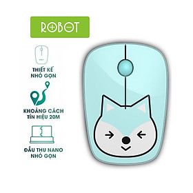Mua Chuột Quang Không Dây 2.4GHz ROBOT M220 - Họa Tiết Hoạt Hình Dễ Thương - Công Nghệ Cảm Biến Quang Học 1600DPI - Hàng Chính Hãng