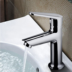 Vòi Lavabo nóng lạnh trụ tròn nhỏ thẳng - Hợp kim + 2 dây cấp - ITALIA 