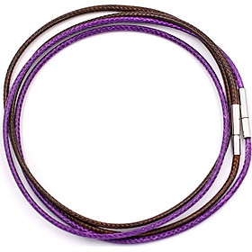 Combo 2 dây vòng cổ cao su nâu, tím móc inox DCSNI1 - Dây dù bọc cao su