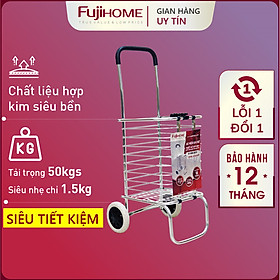Mua Xe kéo đi chợ gấp gọn 2 bánh Nhật Bản Fujihome 50kg  xe đẩy hàng có túi giỏ làn đi chợ gấp gọn nhẹ inox mini siêu thị market trolley