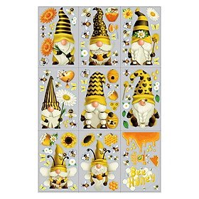 9 Sheets Honey Bee Gnome Stickers Removable for Bee Festival Home Classroom