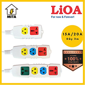 Ổ cắm điện siêu tải LiOA NEW 2 ổ, 3 ổ, 4 ổ công suất lớn 3300W/5000W dây 3m 2 Lõi