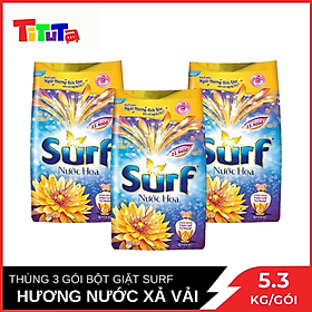 Giá sỉ nguyên thùng bột giặt Surf Hương nước xả vải (Tím) Gói lớn 5.3kgX3