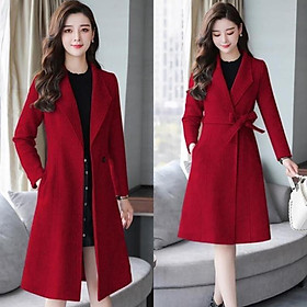 Giảm Giá Áo Khoác Dạ Cổ Bẻ 1 Lá Dáng Dài Màu Đỏ Cap Cấp Hàng Quảng Châu Túi  Chéo Thanh Lịch - Beecost