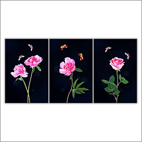 Mua Tranh bộ ba treo tường hoa lá  trang trí phòng khách