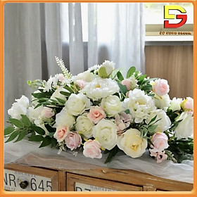Mua Giỏ Hoa Lụa Lẵng Hoa Để Bàn Dài 60-80cm Nhiều Kích Thước Trang Trí Để Bàn Sang Trọng DG-283