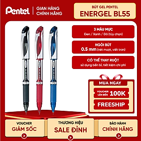 Bút ký Pentel Energel BLN55 ngòi 0.5mm siêu nét siêu mượt không nhoè khô trong 1/3s 3 màu mực lựa chọn