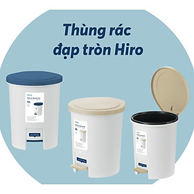 Mua Thùng rác loại đạp tròn kèm ruột Hiro  kháng khuẩn khử mùi  ngăn mùi hôi - Hàng Inochi chuẩn Nhật ( Tặng kèm Sticker)