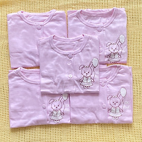 COMBO 5 Áo sơ sinh cotton THT-FR GGY Áo Màu Cài Giữa Tay DÀI Size 1