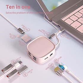 Mua Bộ HUB TEEMO PC Túi Xách Chia 10 Cổng USB Type C To HDMI PD Dùng Cho Laptop Surface Macbook IPad Điện Thoại BS10H - Hàng Chính Hãng