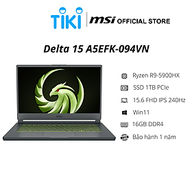 Mua Laptop MSI Delta 15 A5EFK-094VN (Ryzen R9-5900HX | 16GB DDR4 | SSD 1TB PCIe | VGA RX6700M 10GB | 15.6 FHD IPS 240Hz | Win11| Black) - Hàng Chính Hãng