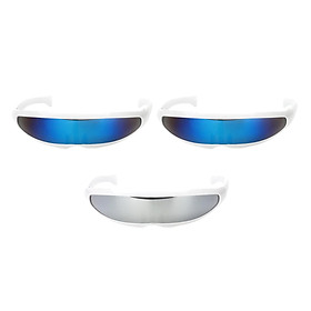 3pcs Futuristic Sunglasses Narrow Monoblock Alien Glasses Adults Kids