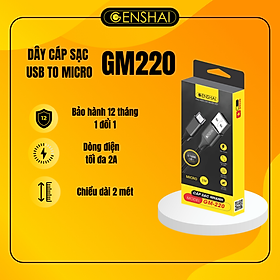 Mua Cáp sạc Micro GENSHAI hàng chính hãng GM220 2m | Bảo hành 12 tháng 1 đổi 1 | Made in Việt Nam