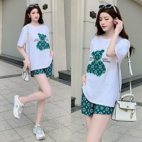 SET BỘ THỜI TRANG FOM RỘNG PHỐI HỌA TIẾT GẤU THÊU