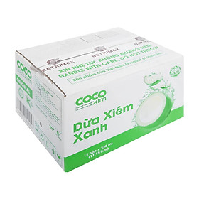 01 Thùng/ 12 Hộp 330mL Nước Dừa Xiêm Xanh Nguyên Chất 100% COCOXIM