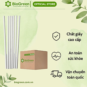 Thùng MIX 1000+ Ống hút giấy Biogreen các size 6, 8, 10, 12 - Màu trắng, nâu kraft - Bọc màng và Không bọc màng