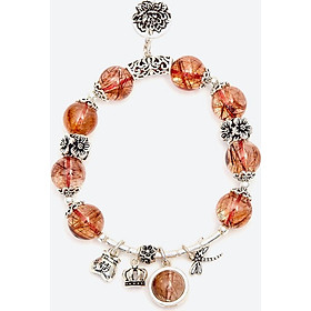Vòng tay thạch anh tóc đỏ phối hoa sen Ngọc Quý Gemstones