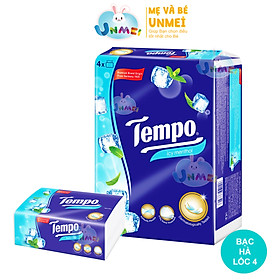 Lốc 4 Gói Khăn Giấy Cao Cấp Tempo Softpack Mùi Bạc Hà, 4 Lớp, Không Gây Kích Ứng Da (90 Tờ/ Gói) - Thương Hiệu Đức