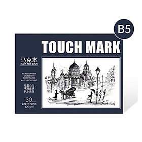 Combo 2 Sổ vẽ, viết Touch Mark chuyên dụng dành cho mỹ thuật dùng để vẽ màu nước, chì, màu bộ kích thước a5, 100% bột giấy ECF