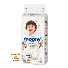 Bỉm - Tã Quần Moony Natural Size XL- 32 miếng ( bé 12- 22Kg)