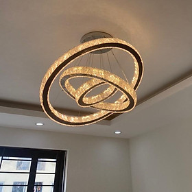 Mua Đèn thả pha lê 3 vòng to 300x500x700mm sang trọng kiểu dáng Bắc Âu hiện đại 3 chế độ ánh sáng (ảnh và video thật 100%)