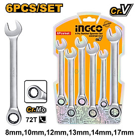 Mua BỘ 6 CỜ LÊ MIỆNG VÒNG TỰ ĐỘNG (8- 17MM) INGCO HKSPAR1062 - HÀNG CHÍNH HÃNG