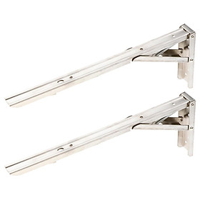 2pcs Folding Shelf Brackets, Stainless Steel Collapsible Shelf Bracket for Table Work Bench, Space Saving DIY Bracket