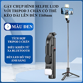 Mua Gậy chụp ảnh selfie L13D gấp gọn tích hợp tripod 3 chân có thể kéo dài đến 1160mm với 2 đèn led hỗ trợ ánh sáng và remote không dây