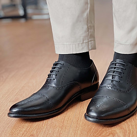 Giày tây nam Half Brogues cột dây da bò thật VSMAN