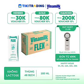 Thùng 48 Hộp Sữa tiệt trùng Vinamilk Flex không Lactose 180ml