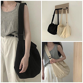 TÚI TOTE ĐEO CHÉO TRỐNG SIU TO CÓ KHÓA KÉO & TÚI CON VẢI CANVAS MỀM PHONG CÁCH ULZZANG ĐỂ ĐƯỢC SÁCH ĐỒ THOẢI MÁI