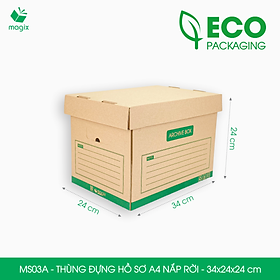 MS03A - 34x24x24 cm - Bộ 5 thùng đựng hồ sơ A4 nắp rời