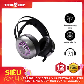 Tai Nghe XIBERIA V15 Virtual 7.1 RGB Lighting Grey RGB ICAFE GAMING - Hàng chính hãng