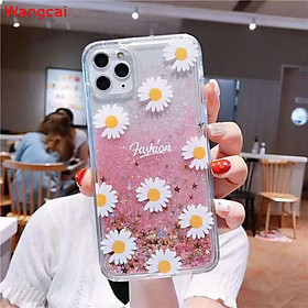 Ốp điện thoại tpu trong suốt có kim tuyến chảy lấp lánh họa tiết hoa cúc GD cho Huawei Mate 30 20 20X 10 9 8 Pro Lite