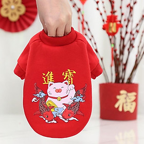 Áo tết nỉ dành cho chó mèo họa tiết kỳ lân, cá chép RA10